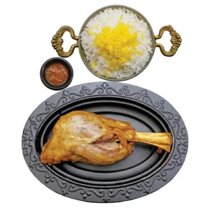 lamb shank with saffron rice