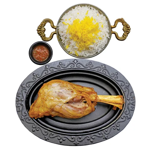 lamb shank with saffron rice