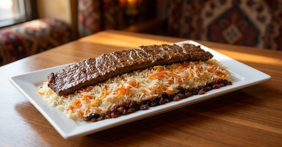 Barg kebab with saffron rice at Lalezar Kuala Lumpur