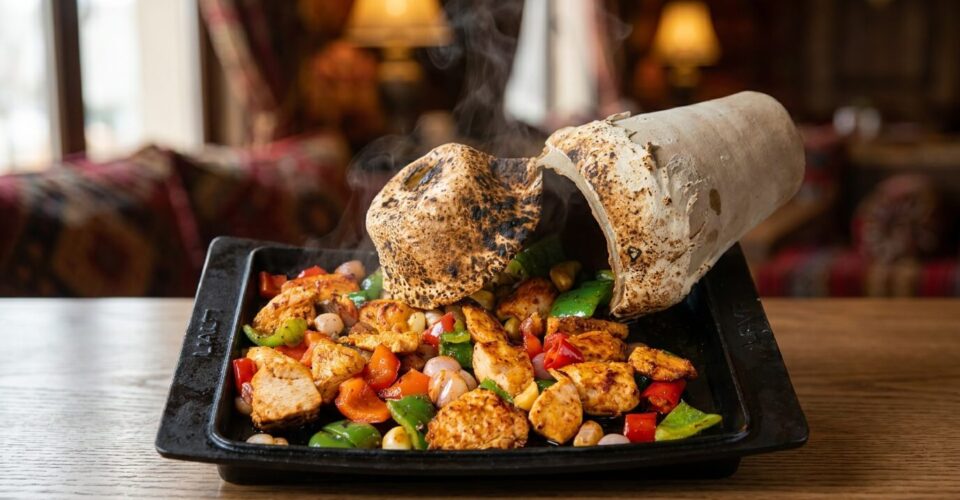 Testi kebab poured from a cracked clay jug at Lalezar KL
