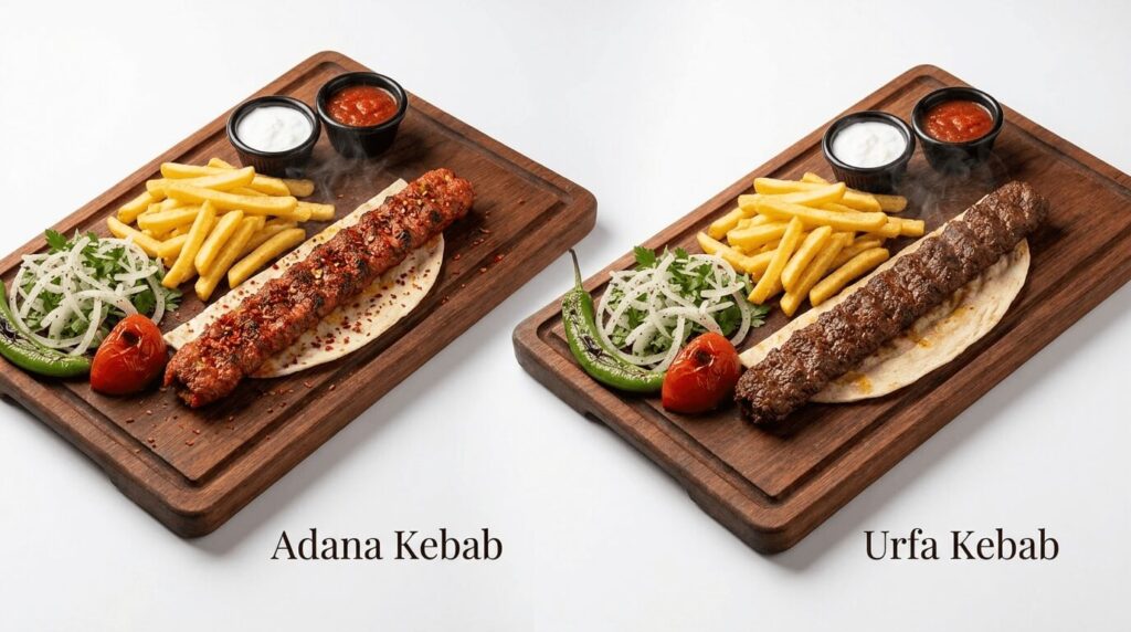 what is the difference between Adana kebab vs Urfa kebab
