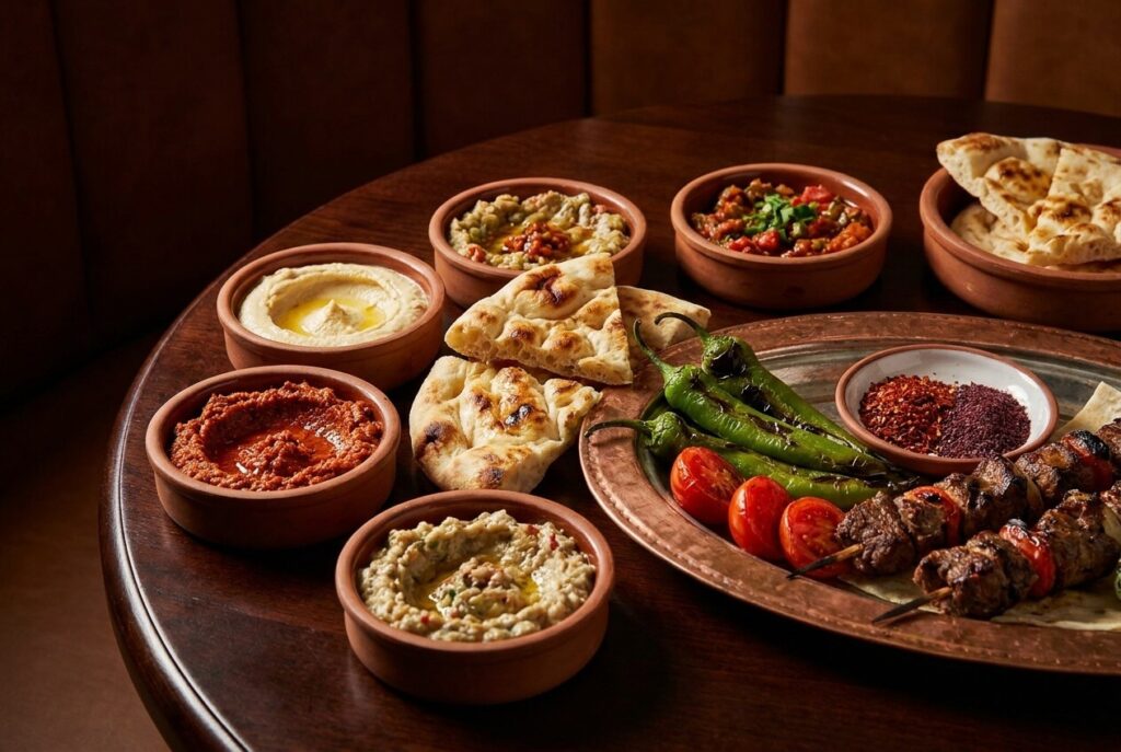 Turkish mezze and charcoal kebab spread at Lalezar Kuala Lumpur