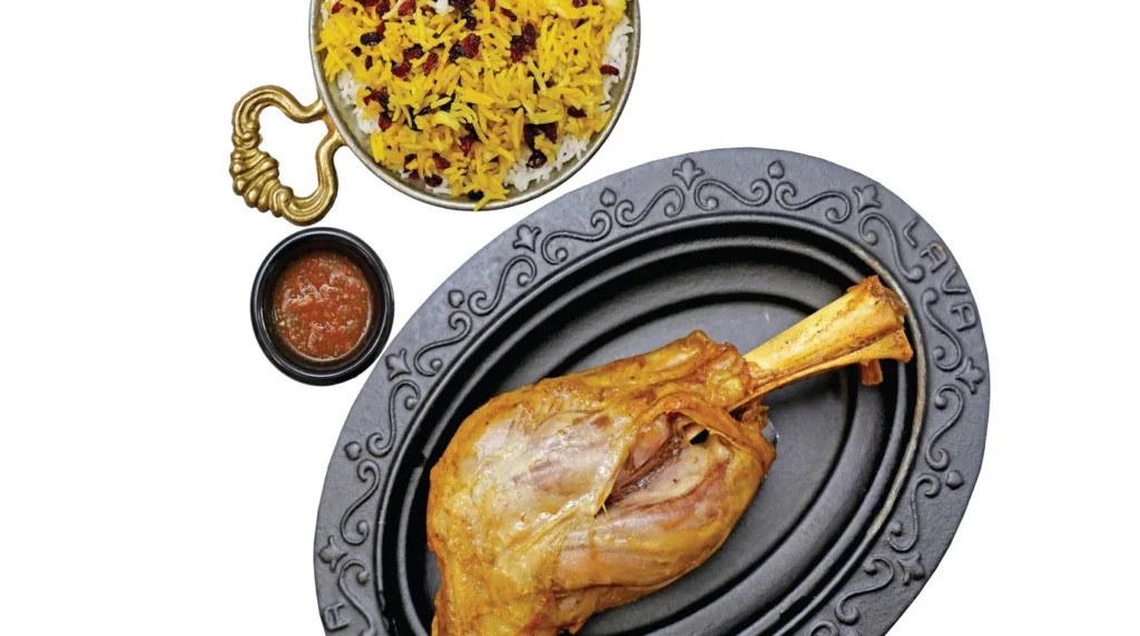Lamb shank with barberry rice at Lalezar
