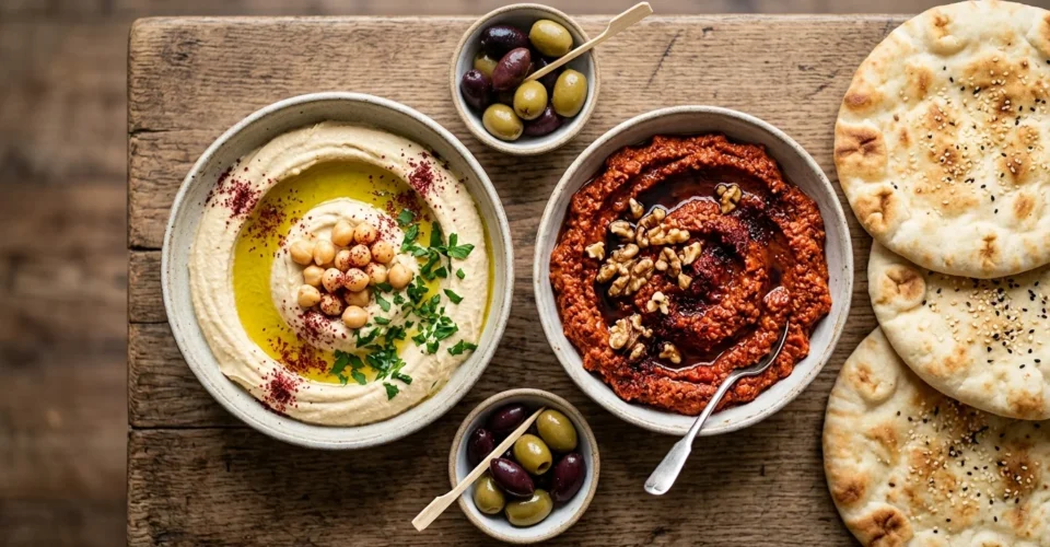 Hummus and muhammara at Lalezar Kuala Lumpur